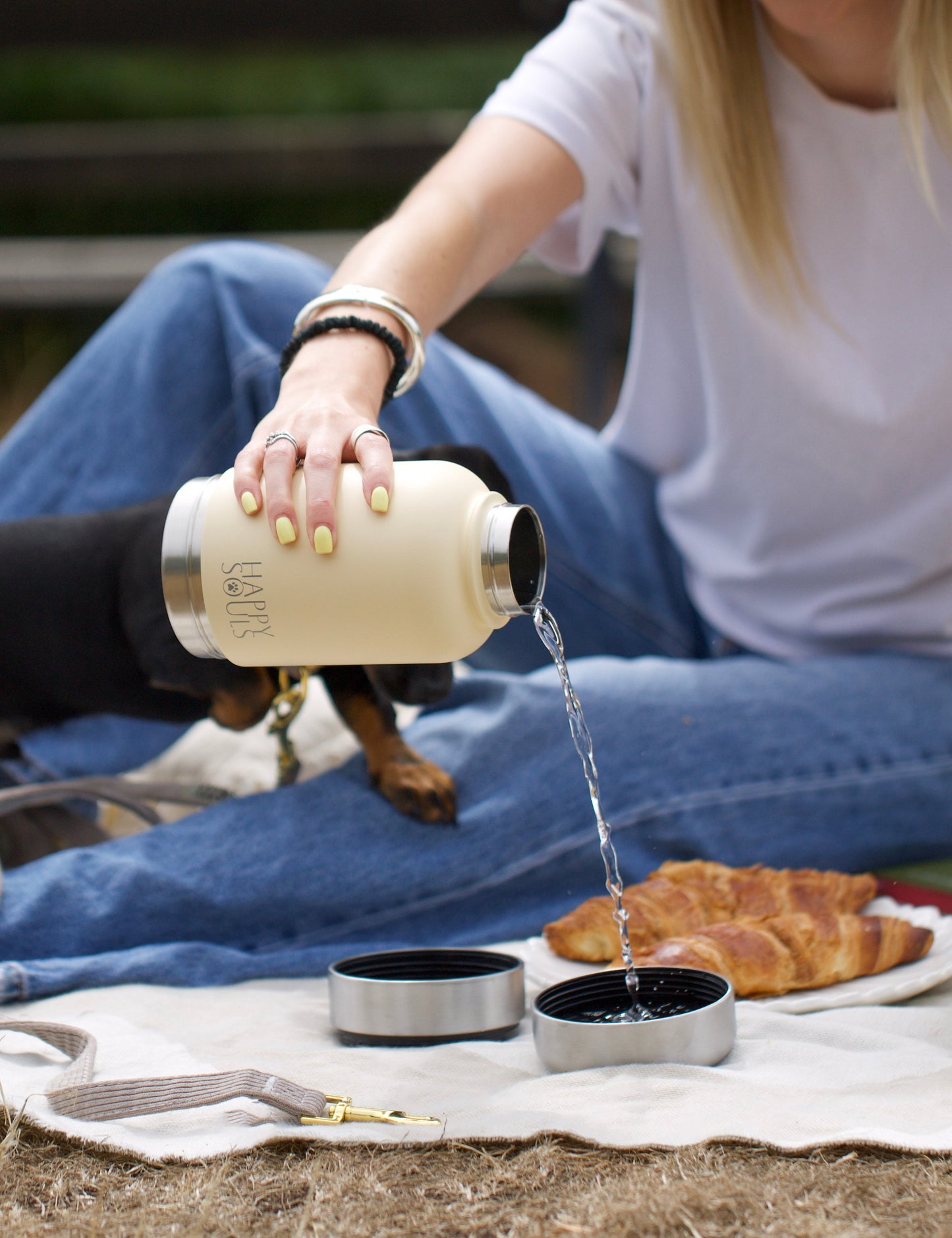 Buttermilk | Portable Dog Water Bottle with Bowls - For Travel & Hikes