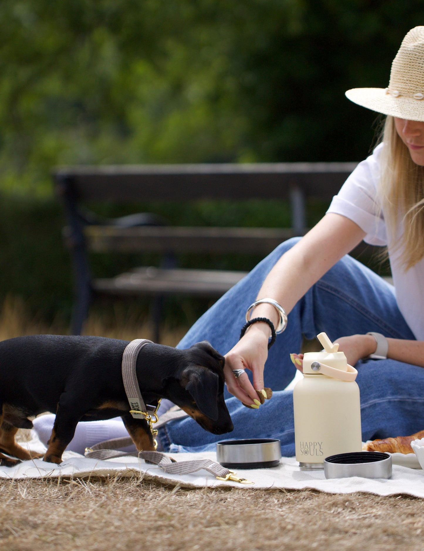 Buttermilk | Portable Dog Water Bottle with Bowls - For Travel & Hikes