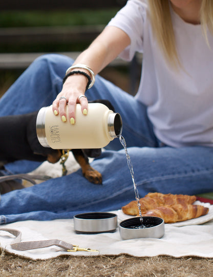 Buttermilk | Portable Dog Water Bottle with Bowls - For Travel & Hikes