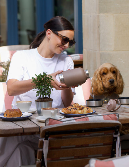 Mocha | Portable Dog Water Bottle with Bowls - For Travel & Hikes