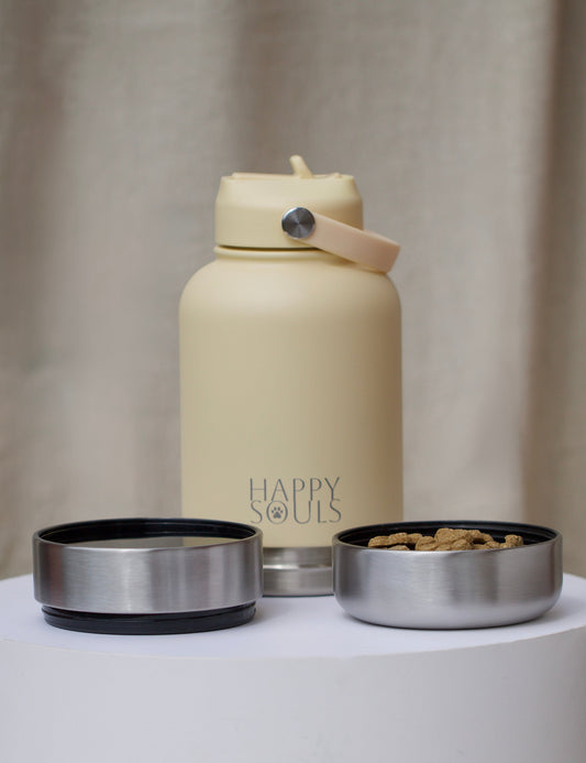 Buttermilk | All-in-One Dog & Owner Water Bottle - 900ml with Bowls